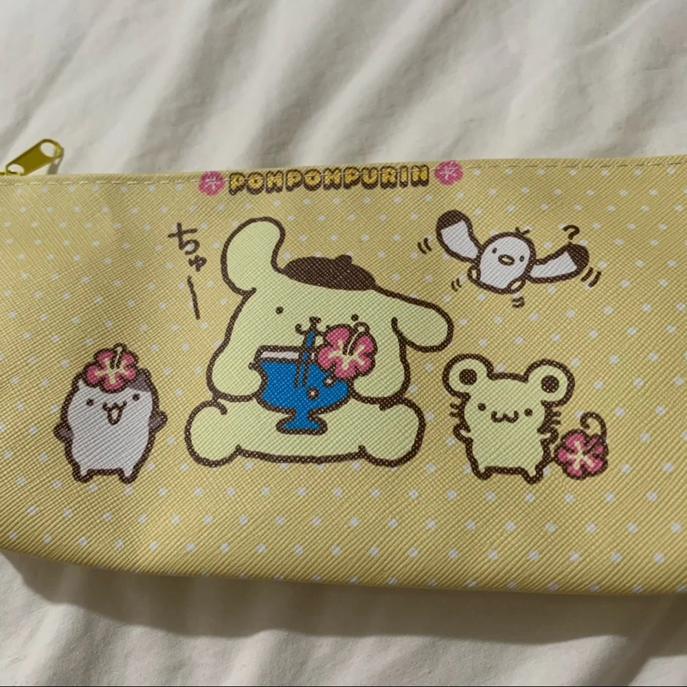 Pompompurin Yellow Pencil Bag with White Polka Dots